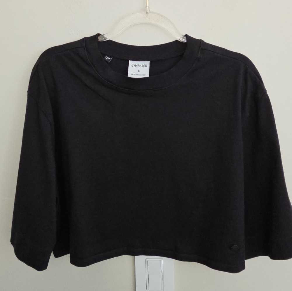 Gymshark Crop Cotton Tee Short Sleeve Black Size Small